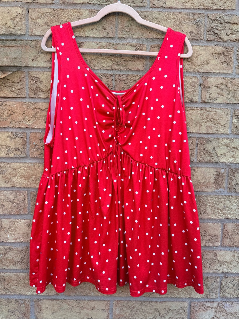 🌿4/$25 • Women’s Red & White Polka Dot Cinched Detail Tank Top